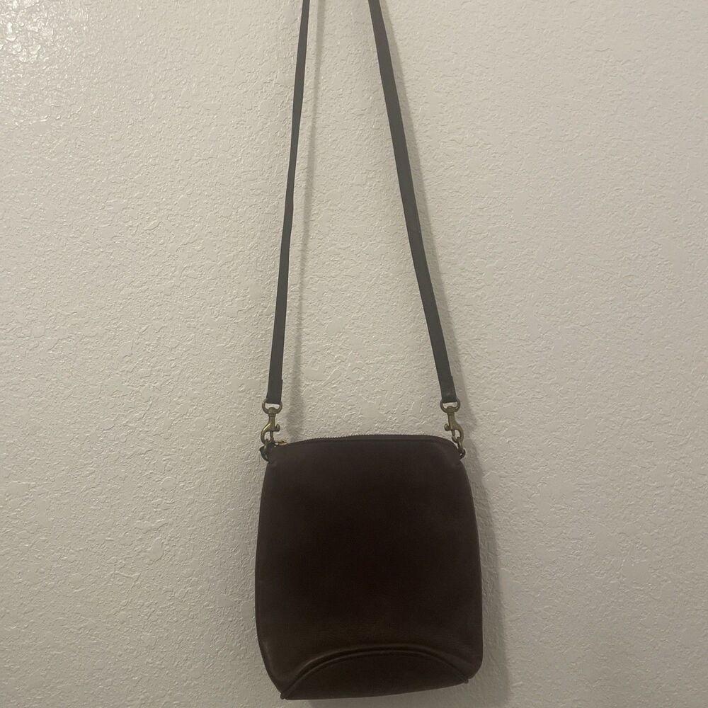 Vintage GAP Brown Leather Handbag Crossbody Bag Small Shoulder Purse Zip